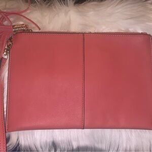 Elegant Pink Leather Crossbody Bag